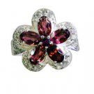 lovesome Garnet Silver Red Ring jewellery L-1in US 5,6,7,8