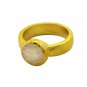 well-formed Rainbow Moonstone  Gold Plated White Ring jewellery L-1in US 5,6,7,8