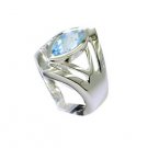 knockout Blue Topaz Silver Blue Ring supply L-1in US 5,6,7,8