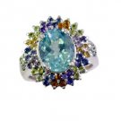 goodly Blue Topaz Silver Blue Ring supplies L-1in US 5,6,7,8