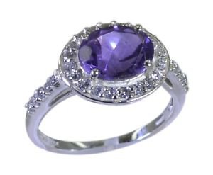 sexy Amethyst 925 sterling silver Purple Ring gemstones L-1.2in US 5,6,7,8