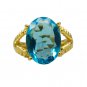 perfect Blue Topaz CZ Copper Blue Ring handcrafted L-1in US 5,6,7,8