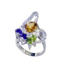 hunky Multi Gemstone Silver Multi Ring gemstone L-1in US 5,6,7,8