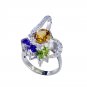 hunky Multi Gemstone Silver Multi Ring gemstone L-1in US 5,6,7,8