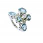 excellent Blue Topaz Silver Blue Ring Designer L-1in US 5,6,7,8