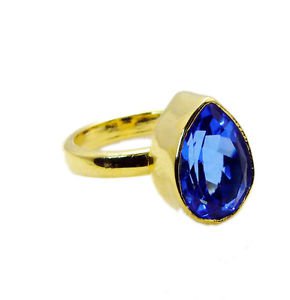 marvelous Tanzanite CZ Copper Blue Ring Designer L-1in US 5,6,7,8