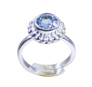 mesmeric Blue Topaz 925 Sterling Silver Blue Ring handcrafted L-1in US 5,6,7,8