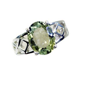toothsome Green Amethyst Silver Green Ring jewelry L-1in US 5,6,7,8