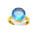 sightly Blue Topaz CZ Copper Blue Ring handcrafted L-1in US 5,6,7,8