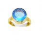 sightly Blue Topaz CZ Copper Blue Ring handcrafted L-1in US 5,6,7,8