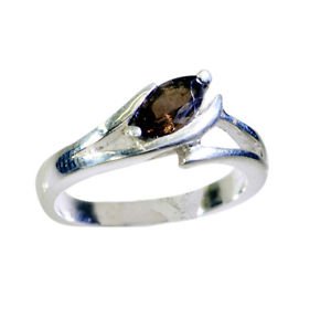 well-favored Smoky Quartz Silver Brown Ring jaipur L-1in US 5,6,7,8