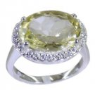 statuesque Lemon Quartz 925 sterling silver Yellow Ring handmade  L-1.2in US 5,6