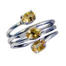 enthralling Citrine Silver Yellow Ring handmade  L-1in US 5,6,7,8 Sz 6