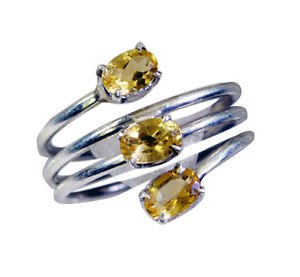 enthralling Citrine Silver Yellow Ring handmade  L-1in US 5,6,7,8 Sz 6