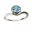 toothsome Blue Topaz Silver Blue Ring exporter L-1in US 5,6,7,8