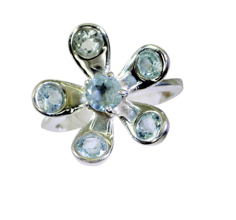 presentable Blue Topaz Silver Blue Ring indian L-1in US 5,6,7,8