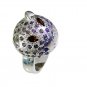 glorious Multi Gemstone Silver Multi Ring handcrafted L-1in US 5,6,7,8