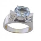 knockout Blue Topaz 925 Sterling Silver Blue Ring gemstone L-1in US 5,6,7,8