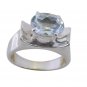 knockout Blue Topaz 925 Sterling Silver Blue Ring gemstone L-1in US 5,6,7,8