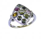 winning Tourmaline 925 Sterling  Multi Ring gemstone L-1in US 5,6,7,8
