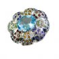 engaging Blue Topaz Silver Blue Ring handcrafted L-1in US 5,6,7,8