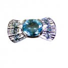 drop-dead Blue Topaz Silver Blue Ring exporter L-1in US 5,6,7,8