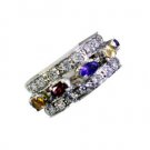 scenicbonny Multi Gemstone Silver Multi Ring handmade  L-1in US 5,6,7,8
