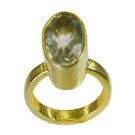 arresting Green Amethyst  Gold Plated Green Ring supplies L-1in US 5,6,7,8