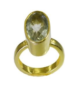 arresting Green Amethyst  Gold Plated Green Ring supplies L-1in US 5,6,7,8
