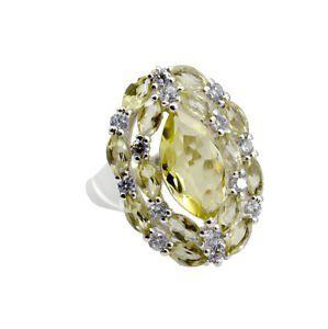 angelic Lemon quartz 925 Sterling  Yellow Ring exporter L-1in US 5,6,7,8