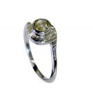 cute Lemon Quartz Silver Yellow Ring handmade  L-1in US 5,6,7,8