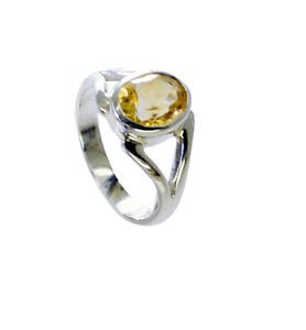 stunning Citrine Silver Yellow Ring jewellery L-1in US 5,6,7,8