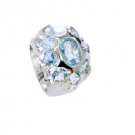cute Blue Topaz Silver Blue Ring indian L-1in US 5,6,7,8