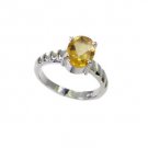 gorgeous Citrine Silver Yellow Ring gemstone L-1in US 5,6,7,8