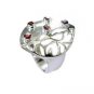 studly Garnet Silver Red Ring jewelry L-1in US 5,6,7,8
