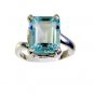 bonny Blue Topaz Silver Blue Ring Designer L-1in US 5,6,7,8