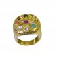 slightly Navratna Gold Plated multi Ring handmade  L-1in US 5,6,7,8