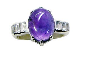 hunky Amethyst 925 Sterling  Purple Ring jewellery L-1in US 5,6,7,8