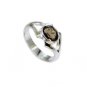pleasing Smoky Quartz Silver Brown Ring handmade  L-1in US 5,6,7,8
