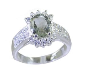 goodly Green Amethyst 925 sterling silver Green Ring exporter L-1.2in US 5,6,7,8