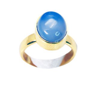 statuesque Blue Chalcedony Copper Blue Ring handmade  L-1in US 5,6,7,8