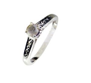 graceful Multi Gemstone Silver Multi Ring handcrafted L-1in US 5,6,7,8