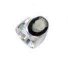 scenicbonny Smoky Quartz Silver Brown Ring gemstone L-1in US 5,6,7,8