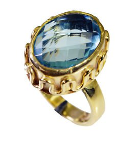 lovely Blue Topaz CZ Copper Blue Ring india  L-1in US 5,6,7,8