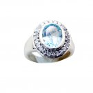 teasing Blue Topaz Silver Blue Ring indian L-1in US 5,6,7,8