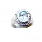 teasing Blue Topaz Silver Blue Ring indian L-1in US 5,6,7,8