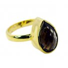 resplendent Smoky Quartz Copper Brown Ring Designer L-1in US 5,6,7,8