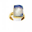 delicate Prehnite Copper Green Ring gemstones L-1in US 5,6,7,8
