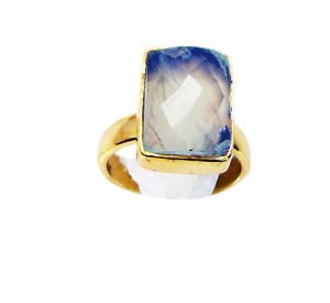 delicate Prehnite Copper Green Ring gemstones L-1in US 5,6,7,8
