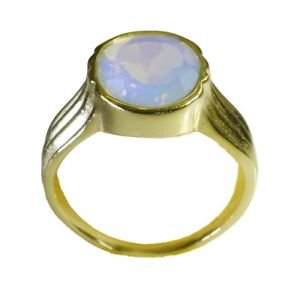 desirable Fire opal CZ  Gold Plated White Ring gemstones L-1in US 5,6,7,8